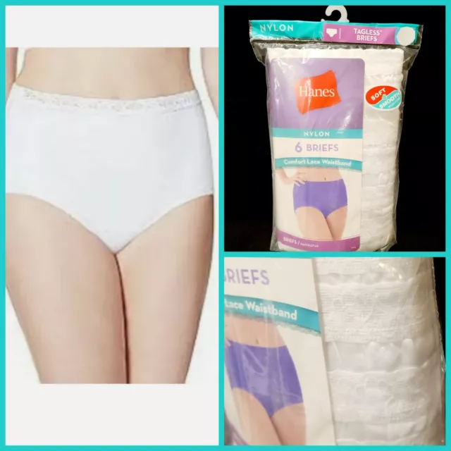 HANES WOMENS NYLON White Briefs 6-Pack PP70AS Size 9 $15.99 - PicClick