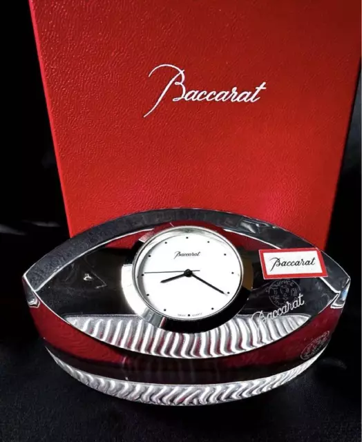 Baccarat Table Clock France Crystal Brand Analog Watch Genuine Box