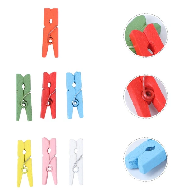 100 piezas ropa utilitario de madera clips clavijas pinza artesanía foto
