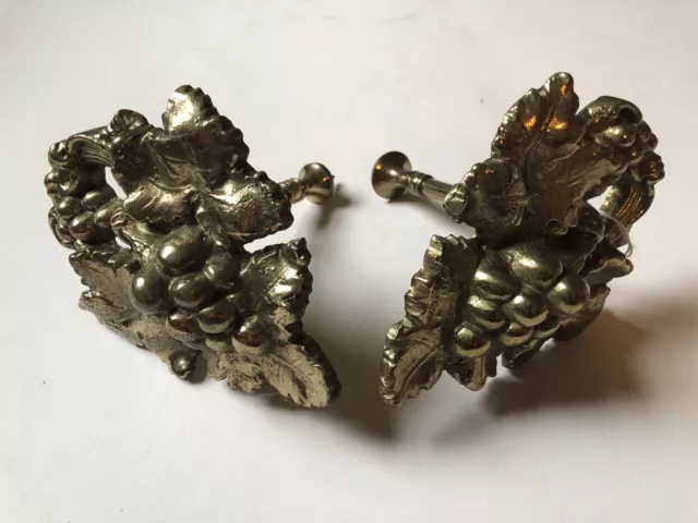 Pair Of Antique Brass Grape Large Curtain Tie Backs Heavy
