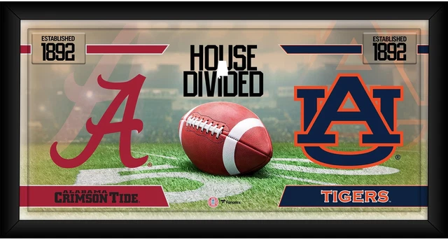 Alabama Crimson Tide vs. Auburn Tigers FRMD 10x20 House Divided Football Collage