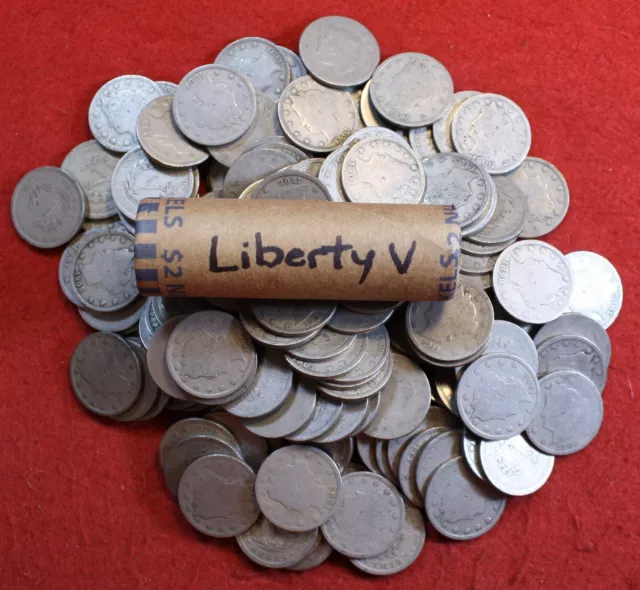 Liberty V Nickels 40 Coin roll 1897-1912