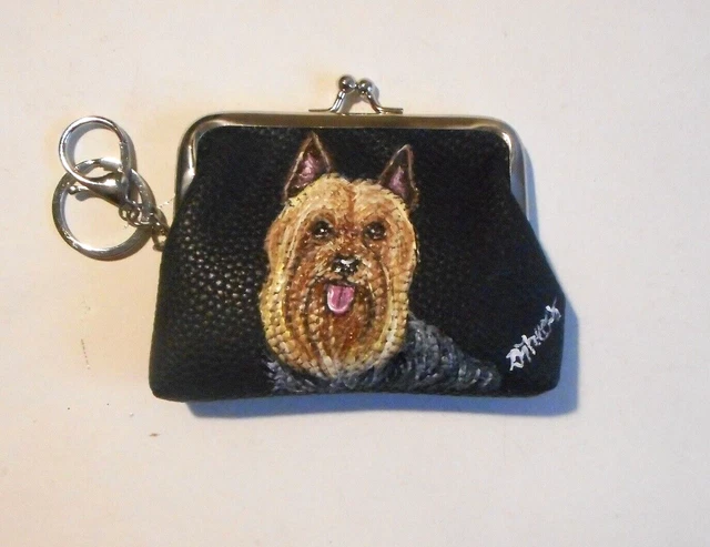 Silky Toy Terrier dog Coin Purse with Key chain Hand Painted