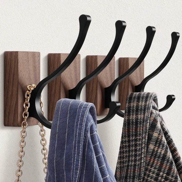 Coat Hooks Wall Mounted  Hanging 4 Pack Heavy Duty Double Towel Hat elegant