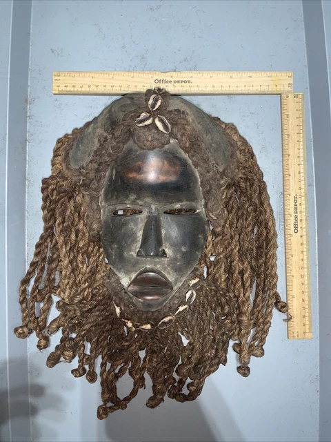 Dan Mask with Cowries and Rope Beard African mask great size OFFERS #27