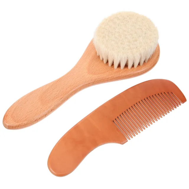 1 Set of Baby Wool Brush Comb Kit Baby Hair Brush Wooden Comb Newborn Wool