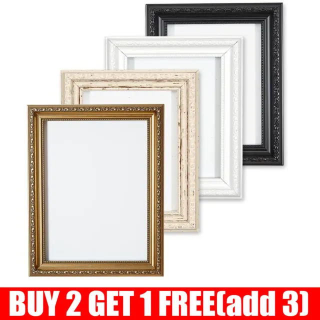 Ornate Shabby Chic Picture Frame Photo Frame Poster Frame 4 Colours 8 inch A3 A4