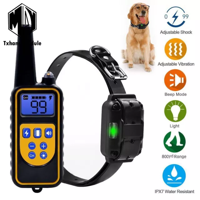 Waterproof Electric 800m Remote Pet Trainer Shock Training Collar for Dog L2KE
