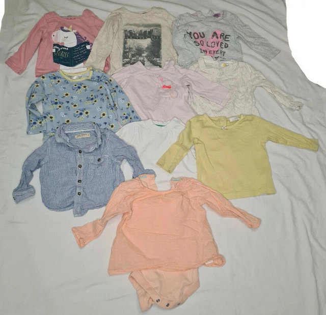 Baby Girls 6-9 Months 10 Piece Bundle Long Sleeve Tops