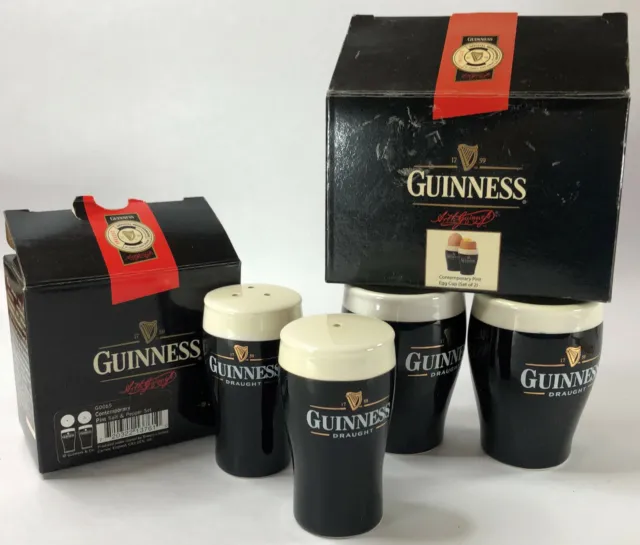 Guinness Salt Pepper Shakers and Guinness Egg Cup Collectors Sets