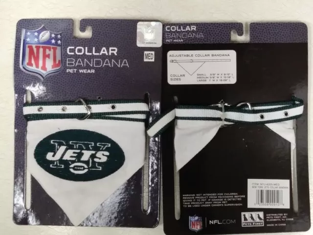 N.Y. JETS Adjustable Collar BANDANNA Pet Wear Dog New NFL Medium GOOD DOG!!!