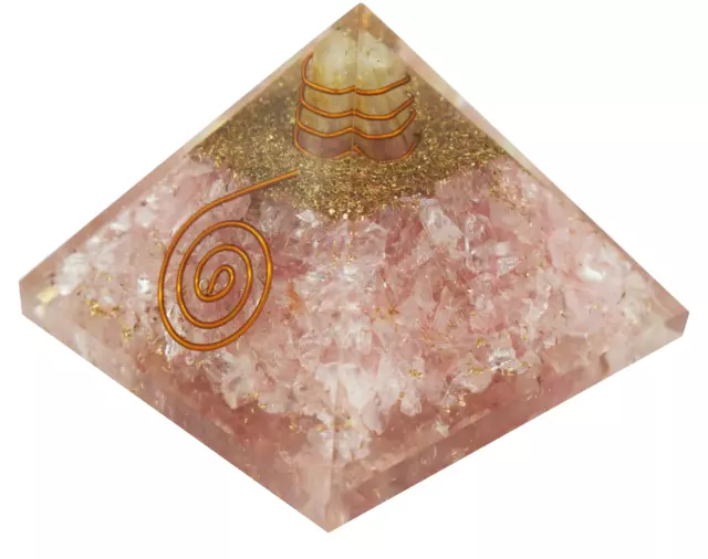 Orgonite Pyramid Rose Quartz Healing Crystal Energy Orgone EMF Protection