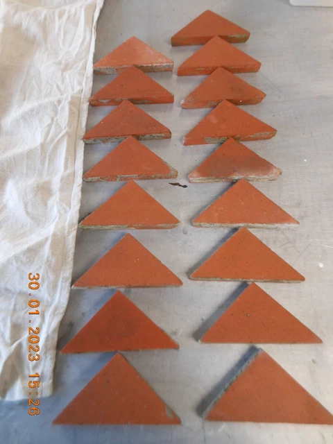 17  reclaimed antique Victorian quarry floor tiles red terracotta