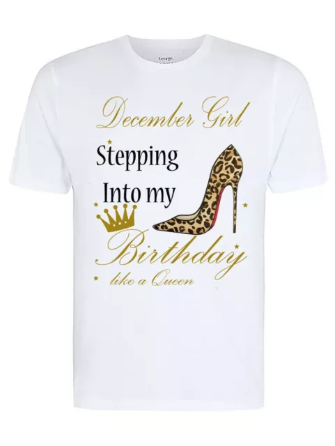 December Girl Stepping Into My Birthday Like A Queen, Fun/Novelty  T-Shirt