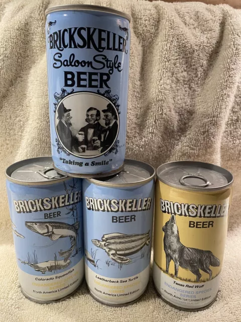 4 Different Brickskeller Beer Cans Endangered Species Series Empty