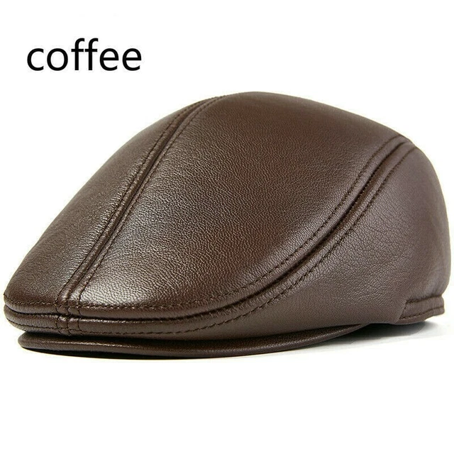 Béret Homme 100% Cuir Made In Italy - Taille 58, Noir, Style Stetson, Neuf Avec étiquettes