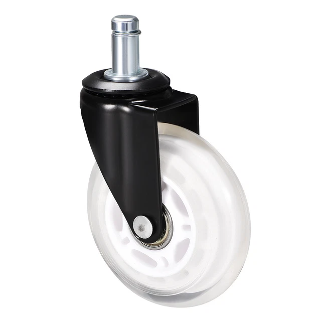 Office Chair Casters Wheels 3 Inch PU Wheel 11mmx22mm Stem Swivel Caster White