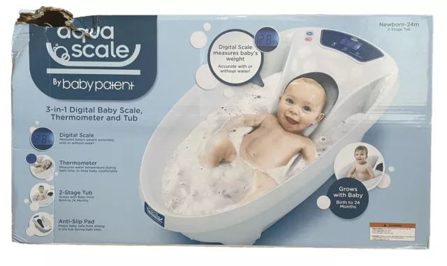 Baby Patent Aqua Scale 3-In-1  Digital Scale Water Thermometer & Tub-0-24M-New 3