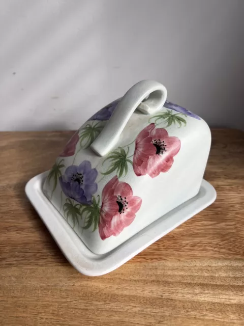 Radford England - Hand Painted Floral Flower Patterned Cheese Butter Dish & Lid