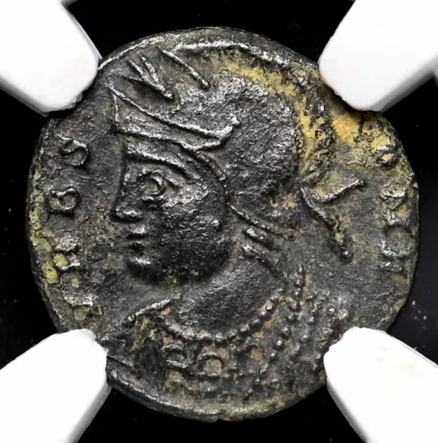 City Commemorative. AD 330-333. Æ Follis, VRBS ROMA, Chi-Rho, Rare, NGC VF