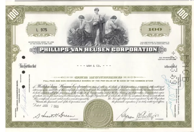 Phillips-Van Heusen Corp. - Original Stock Certificate -1969 - L975