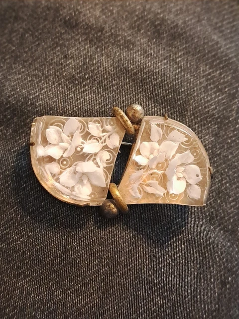 Broche Vintage Art Déco Biche En Laiton Doré Et Perle - Occasion, Bijou Ancien
