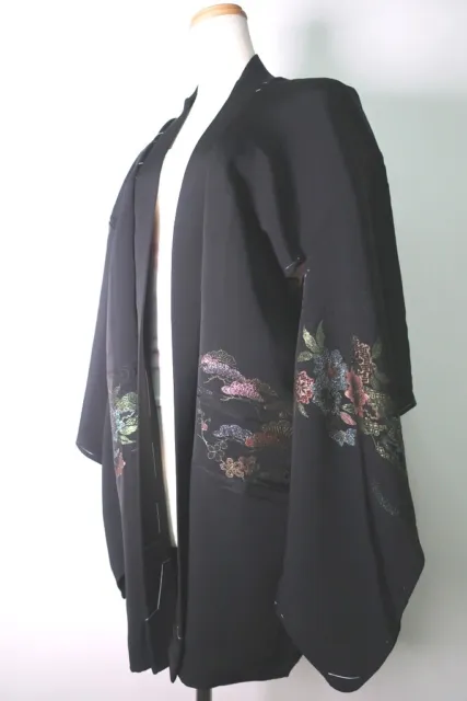 8800A3 Silk Vintage Japanese Kimono Haori Jacket Plum blossom Pine Tree
