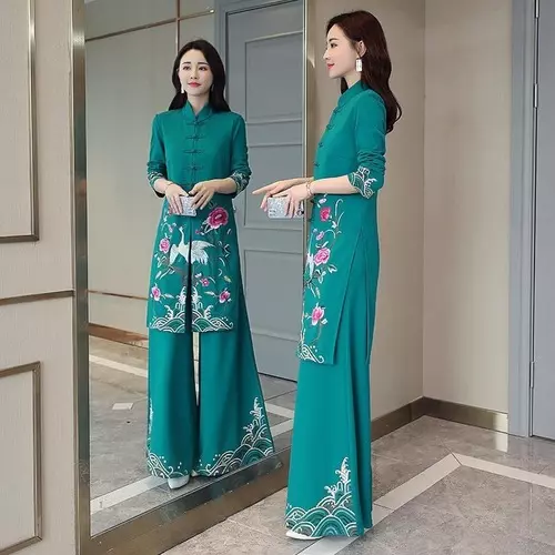 Ao Dai Viet Nam, Vietnamese Traditional Long Dress, w/Pants for Tet Holiday