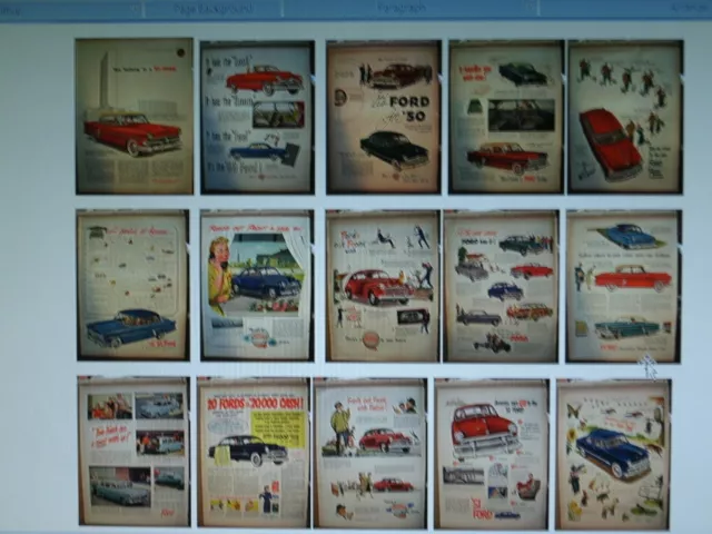 1940s 1950s Large Size Ford car magazine ads lot of 15 Life Look 1946 1950-1953