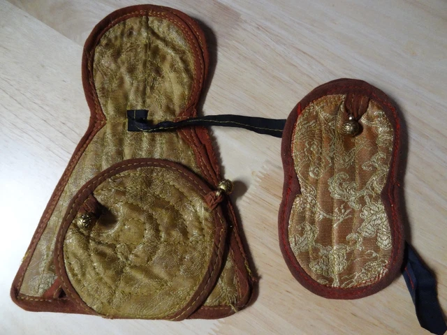 Old Mongolian Tibetan Buddhist Brocade Bell And Dorje Cover