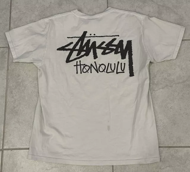 STUSSY HONOLULU CHAPTER TEE RARE RELEASE size Medium WHITE Hawaii Logo