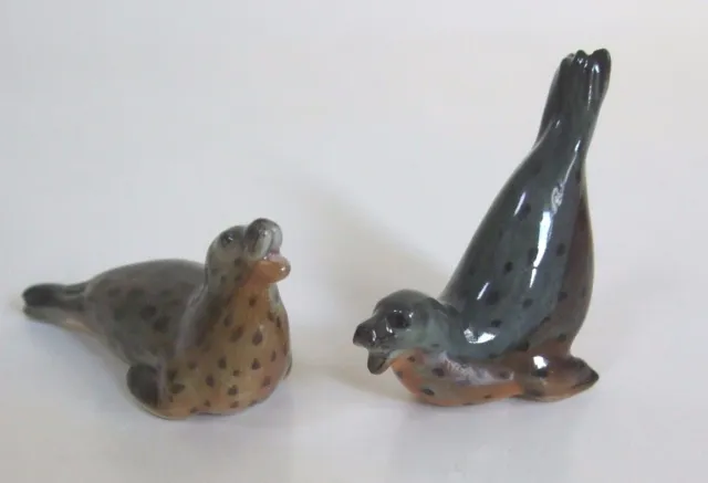 *Lot 2 High Quality Handmade Animal Miniature Ceramic Seal Sea Lion Figurines*