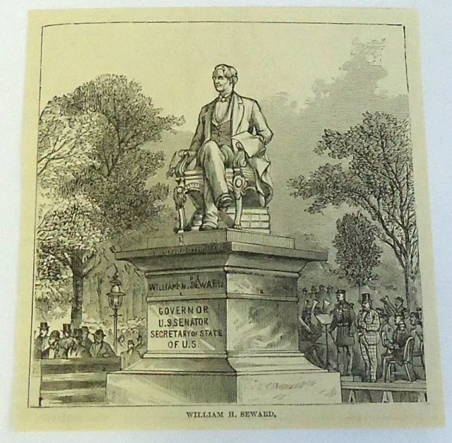 1885 Rivista Incisione ~ Statua Di William H.Seward