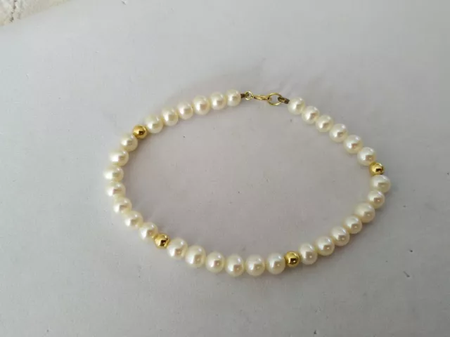 Bracelet Or 18 Carats Perles D'eau Douce 18K