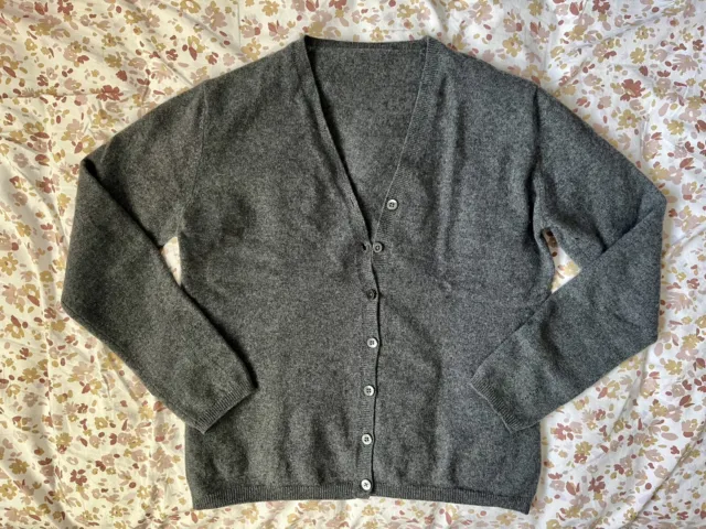 Vintage Cashmere Cardigan Dark Grey Size Small