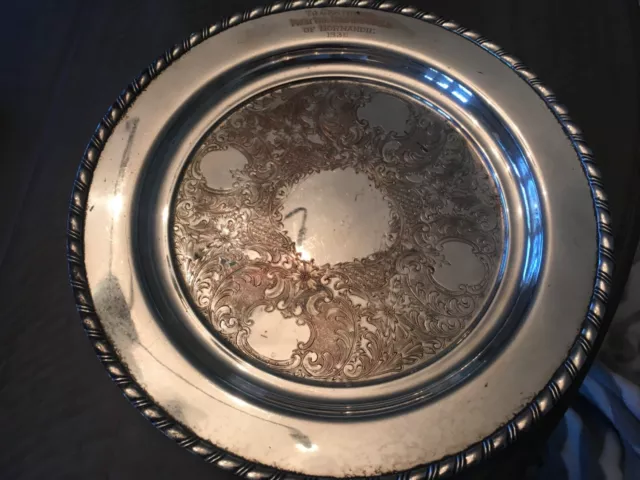 1936 Normandie St Louis Golf Club silverplate tray trophy Golfing girls