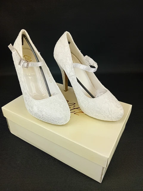 Scarpe da sposa in pizzo UK taglia 6, scarpe da sposa, matrimonio, avorio, delicate, formali