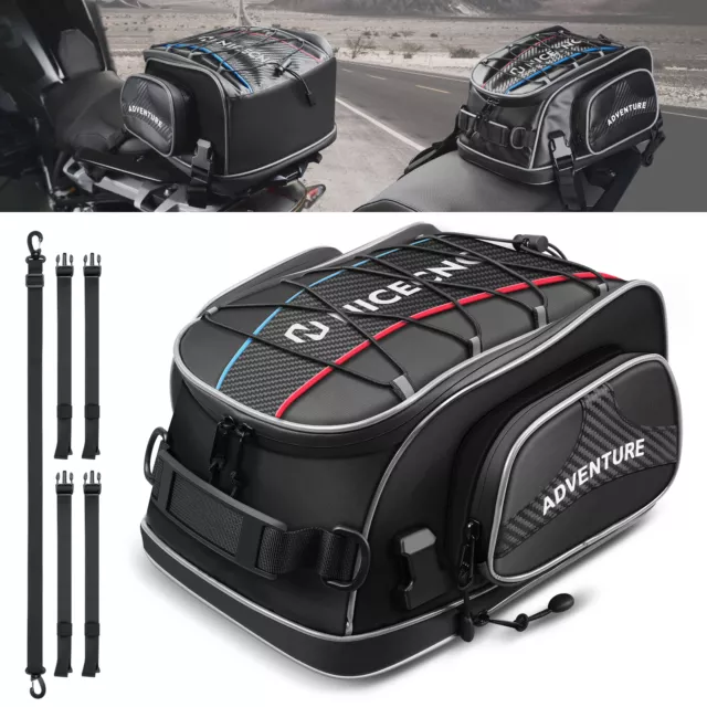 Motorcycle Rear Seat Rack Bag Expandable Tail Luggage Shoulder Bag For BMW Honda