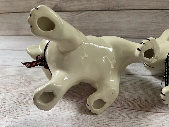 Vintage Large Ceramic Puppy Statue Figurines Set Of 3 Cream/white 6