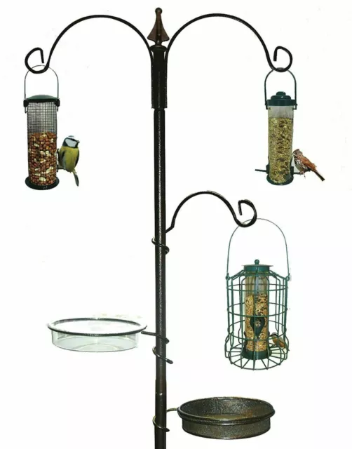 Wild Bird Deluxe Decorative Feeding 3 Hanging Station Dining Stand Bird Bath 6FT