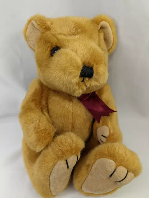 Walmart Brown Bear Plush 10 Inch Maroon Ribbon Stuffed Animal Toy