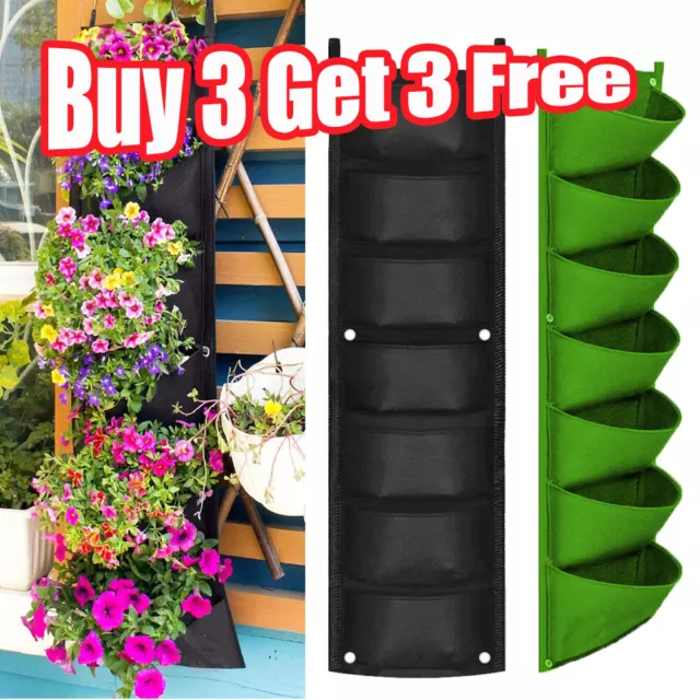 7 Pocket Wall Hanging Planting Bag Vertical Flower Grow Pouch Planter Garden