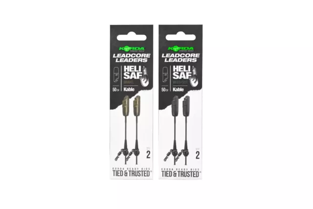 Korda Kable Ligne Plombée Heli - Sûr Leader 50cm 2pk Tout Variétés Pêche