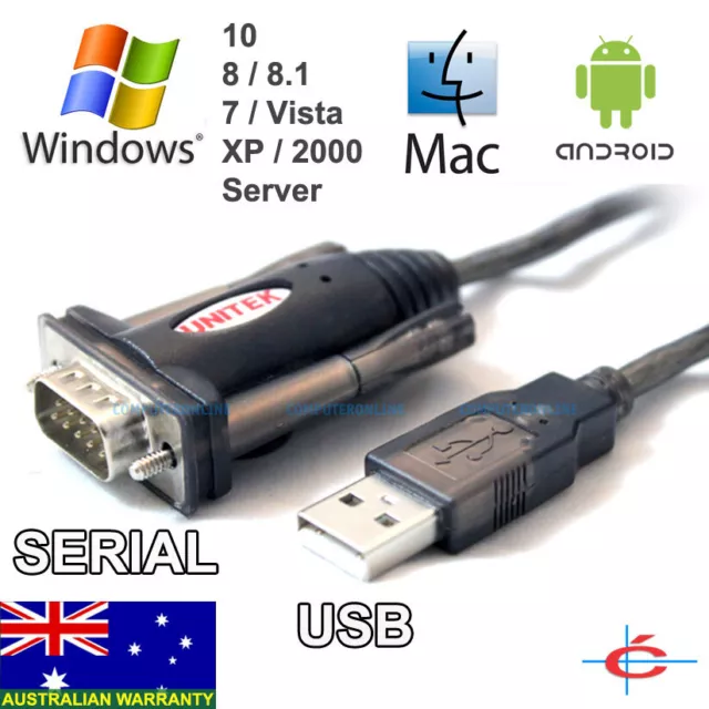 Unitek Y-105 USB to RS232 DB9 Serial Cable Adapter Converter Windows Mac Linux