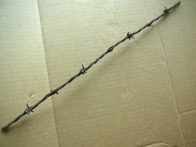 ROSS & GLIDDEN COMBINATION BARBS on THREE TWISTED LINES  - ANTIQUE BARBED WIRE