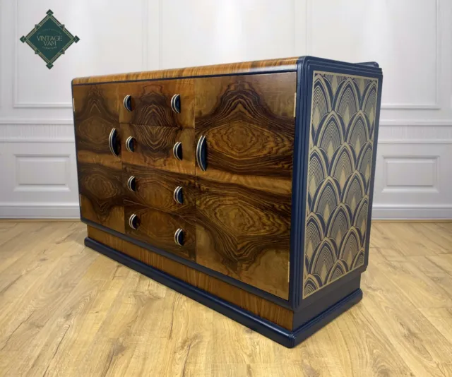 Art Deco style Sideboard, Vintage Sideboard, 1940s Walnut