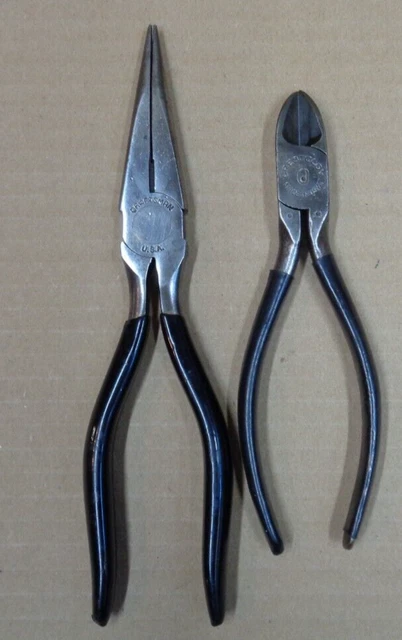 Vtg Lot/2 CRAFTSMAN USA Needlenose Plier & CRESCENT Crestoloy 942 6" Side Cutter