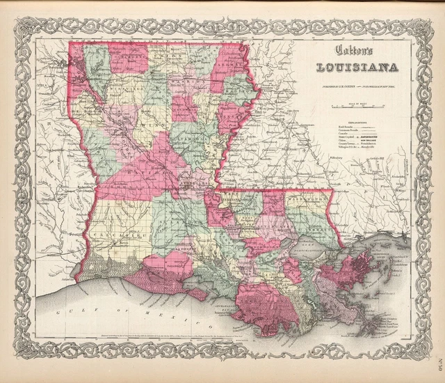 LOUISIANA state 221 maps PANORAMIC old genealogy HISTORY teaching atlas DVD