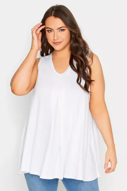 Yours Clothing Womens Plus Size White Swing Vest Top