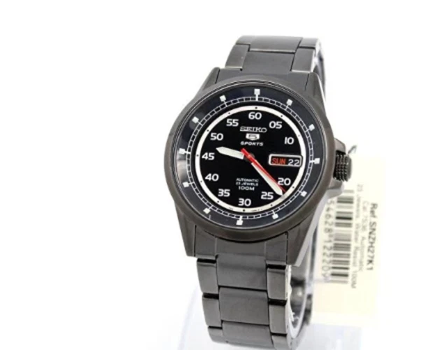 Seiko Men's Sports Automatic Black Stainless Steel Bracelet Watch SNZH27K1
